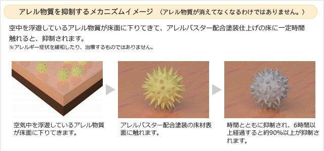 アレル物質を抑制するメカニズムイメージ 〈アレル物質が消えてなくなるわけではありません。〉