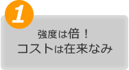 強度は倍！
コストは在来なみ